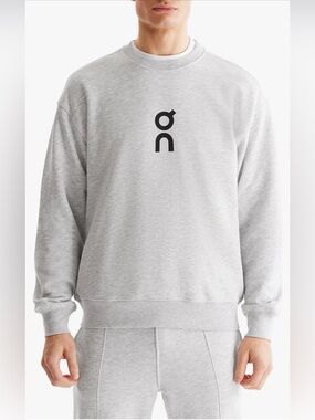 NWT On Running Club Crew Sweatshirt Grey Crater Oversized‎ Size S